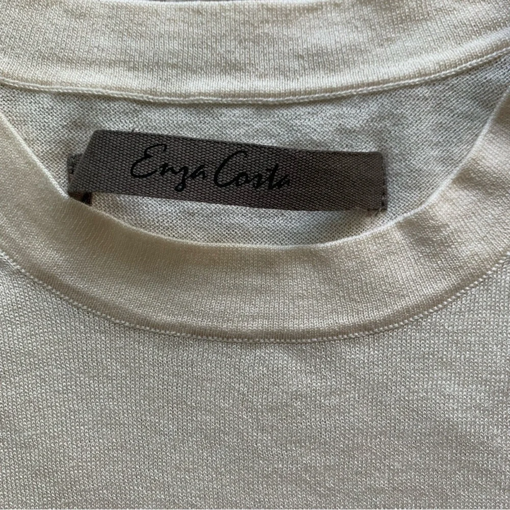 Enza Costa Silk Knit Perfect Tee Ecru NWOT Size Small - Picture 5 of 7